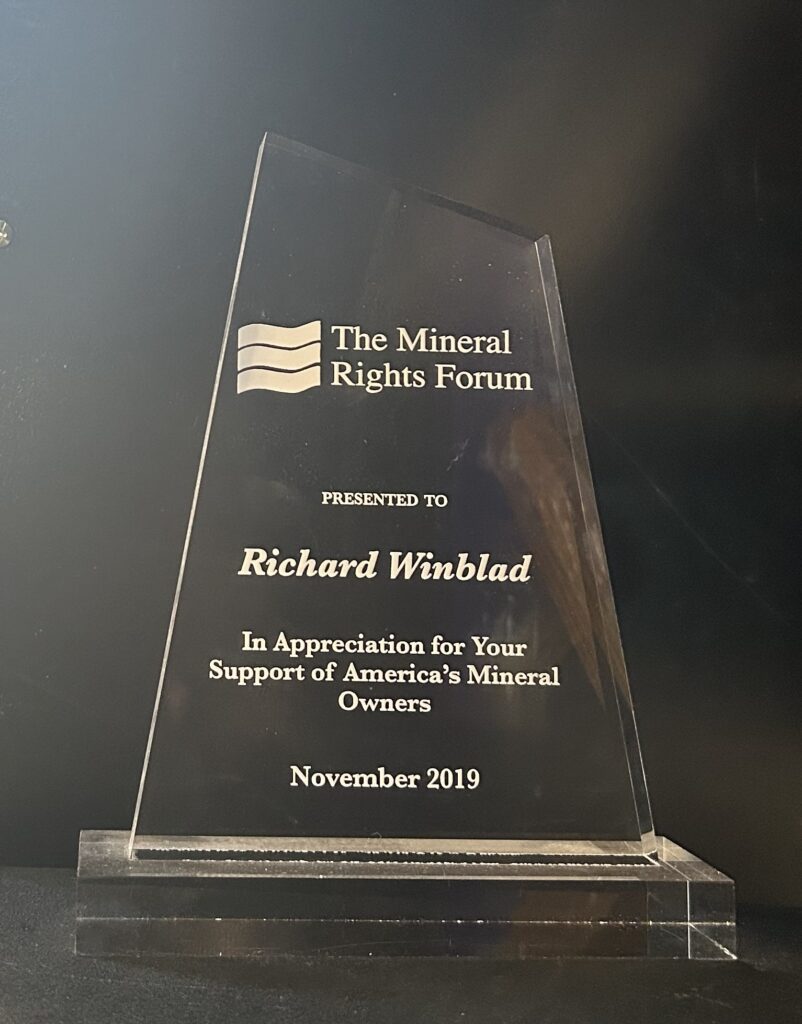Mineral Rights Forum Top Contributor award badge for Richard Winblad, Oklahoma mineral probate counsel.